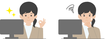 閃いた女性と悩んでいる女性